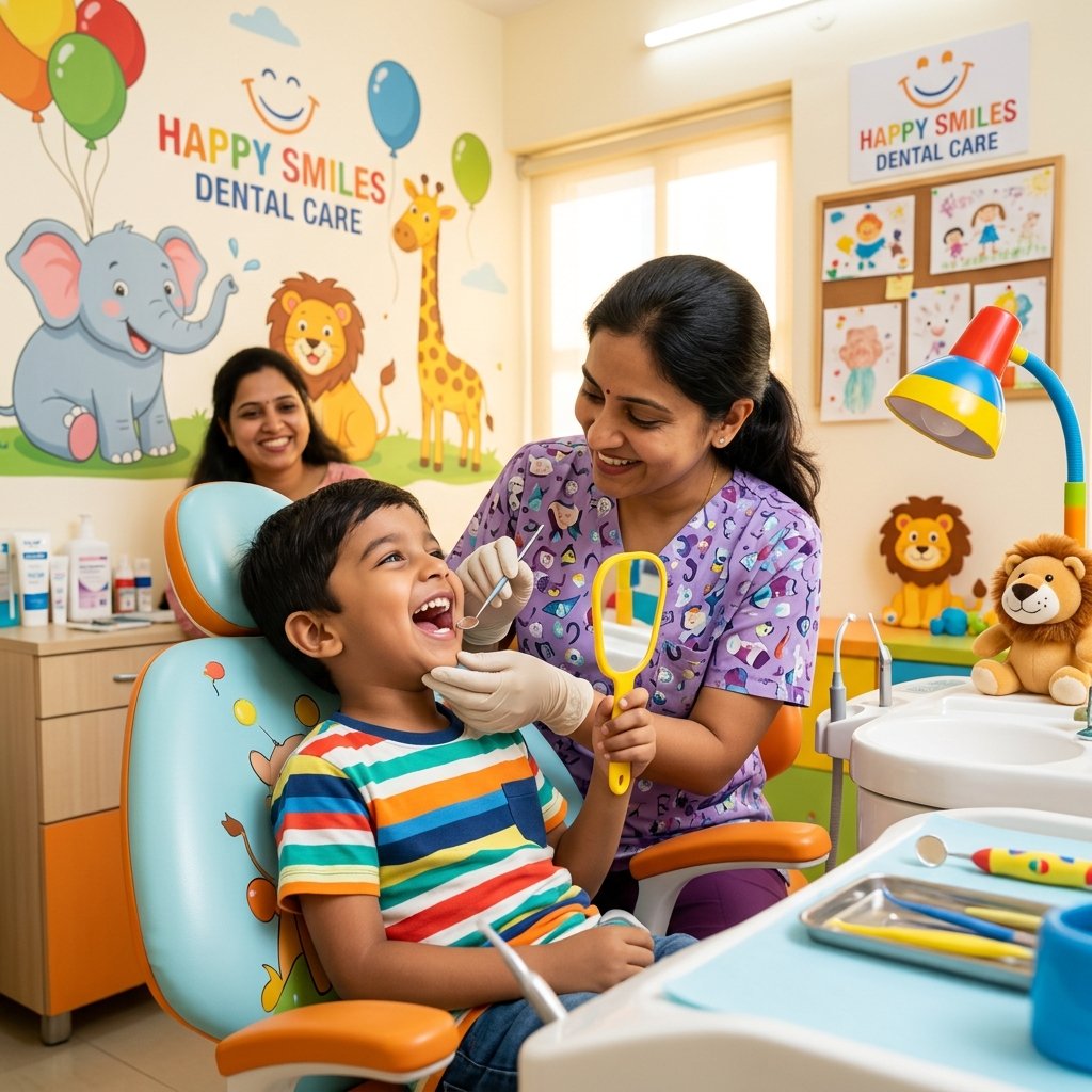 Happy family consulting pediatric dentists for child dental care in Ludhiana